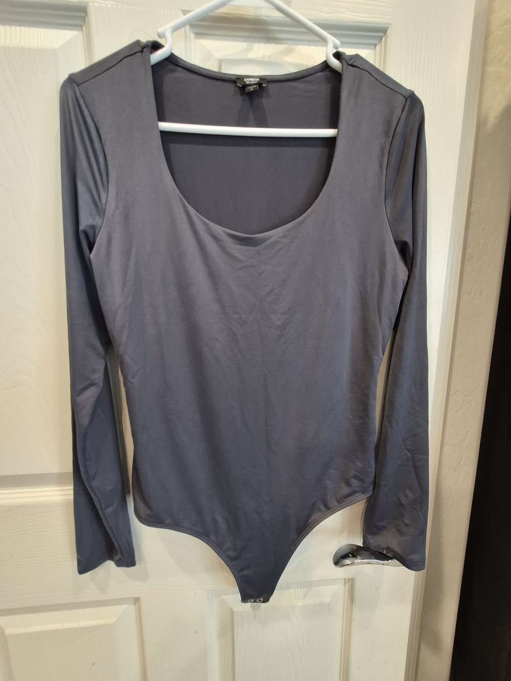5/25 Express Scoop Neck Long Sleeve Bodysuit - Gray